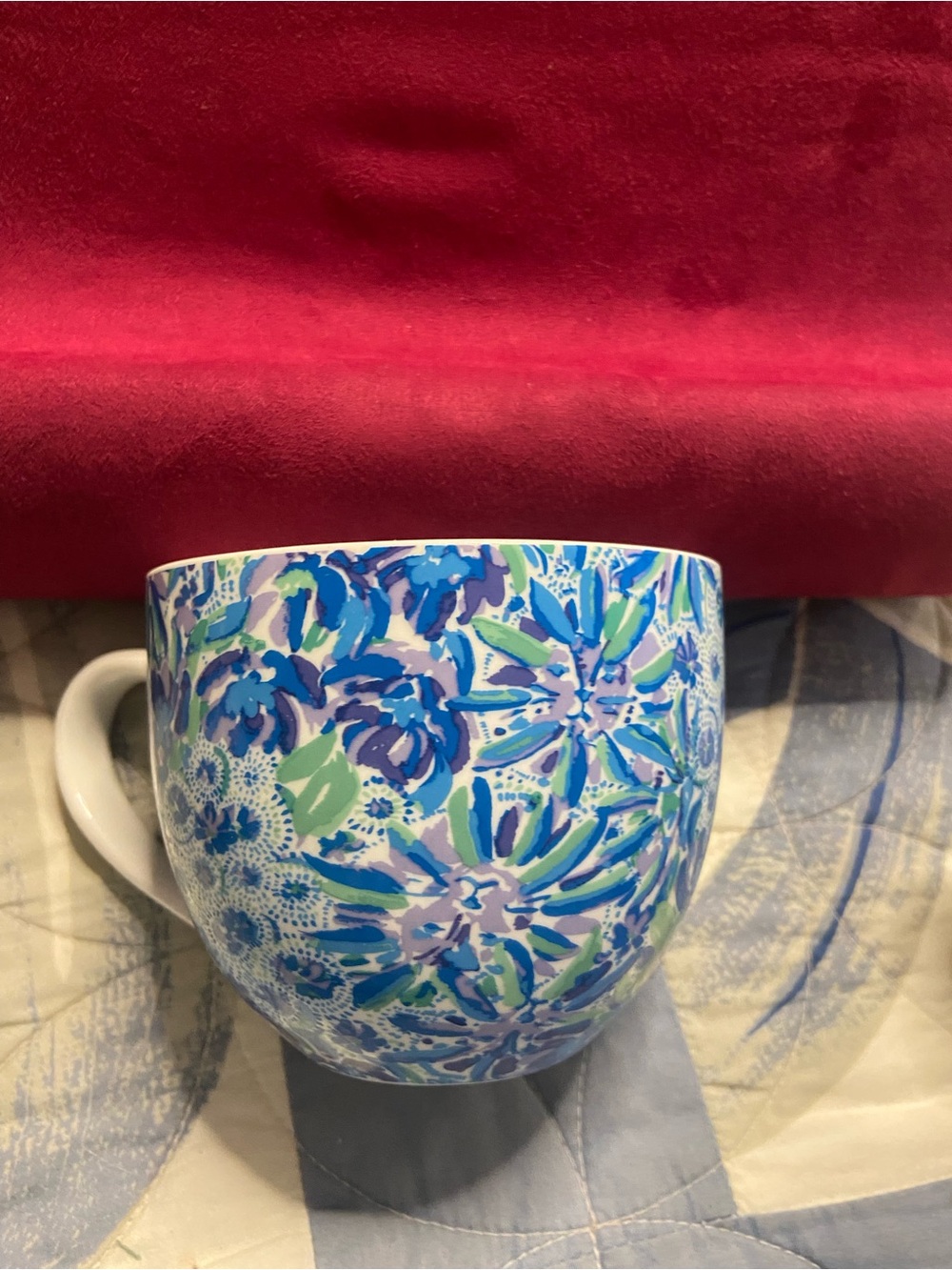 LILLY PULITZER Blue-Purple Floral Ceramic Coffee Cup *Replacement